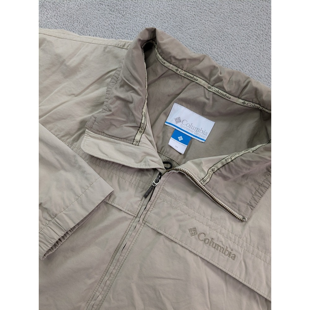 Columbia Mens 3X Tan Khaki Full Zip Mesh Lined Windbreaker Jacket RN 69724